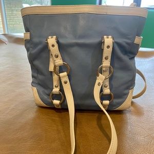 Coach blue & Cream leather tote with dust bag